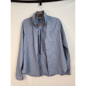 ExOfficio Button Up Performance Shirt Womens Large‎ Blue Grey Good Vented Back